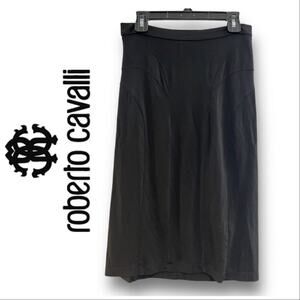 ROBERTO CAVALLI JUSTCAVALLI black knit Aline skirt SZ XSM